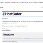 Hostgator lifted my suspension