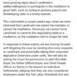 Landmark Recovery Cancelled Schedule Mediation