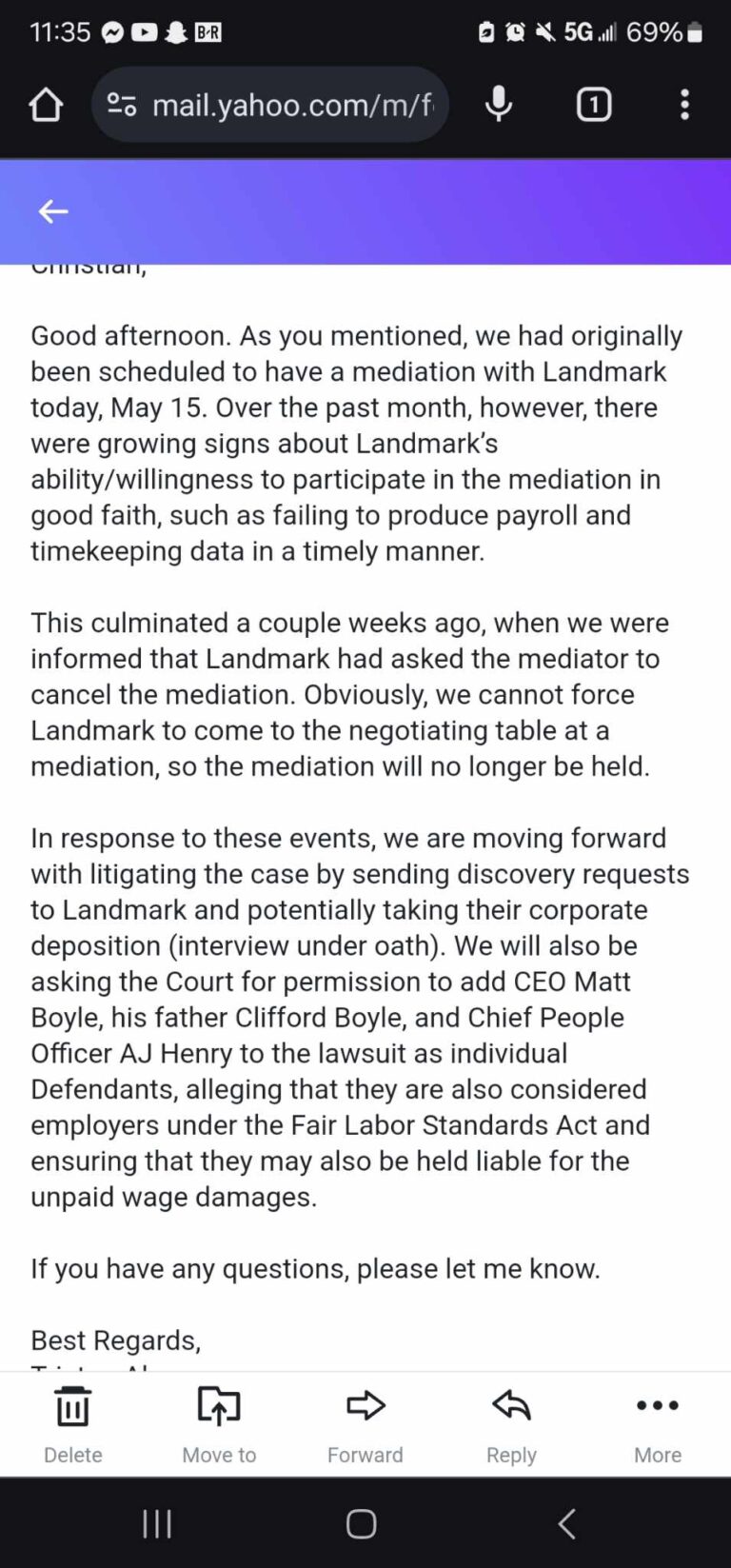 Landmark Recovery Cancelled Schedule Mediation