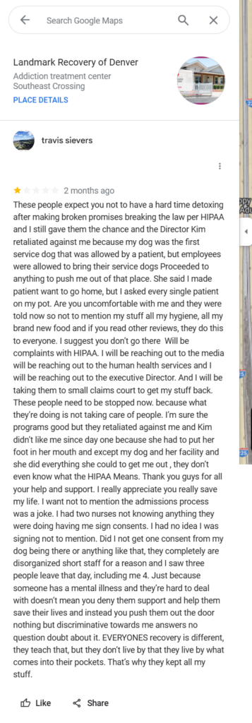 Google review accusing Kim Jacksi of harassment