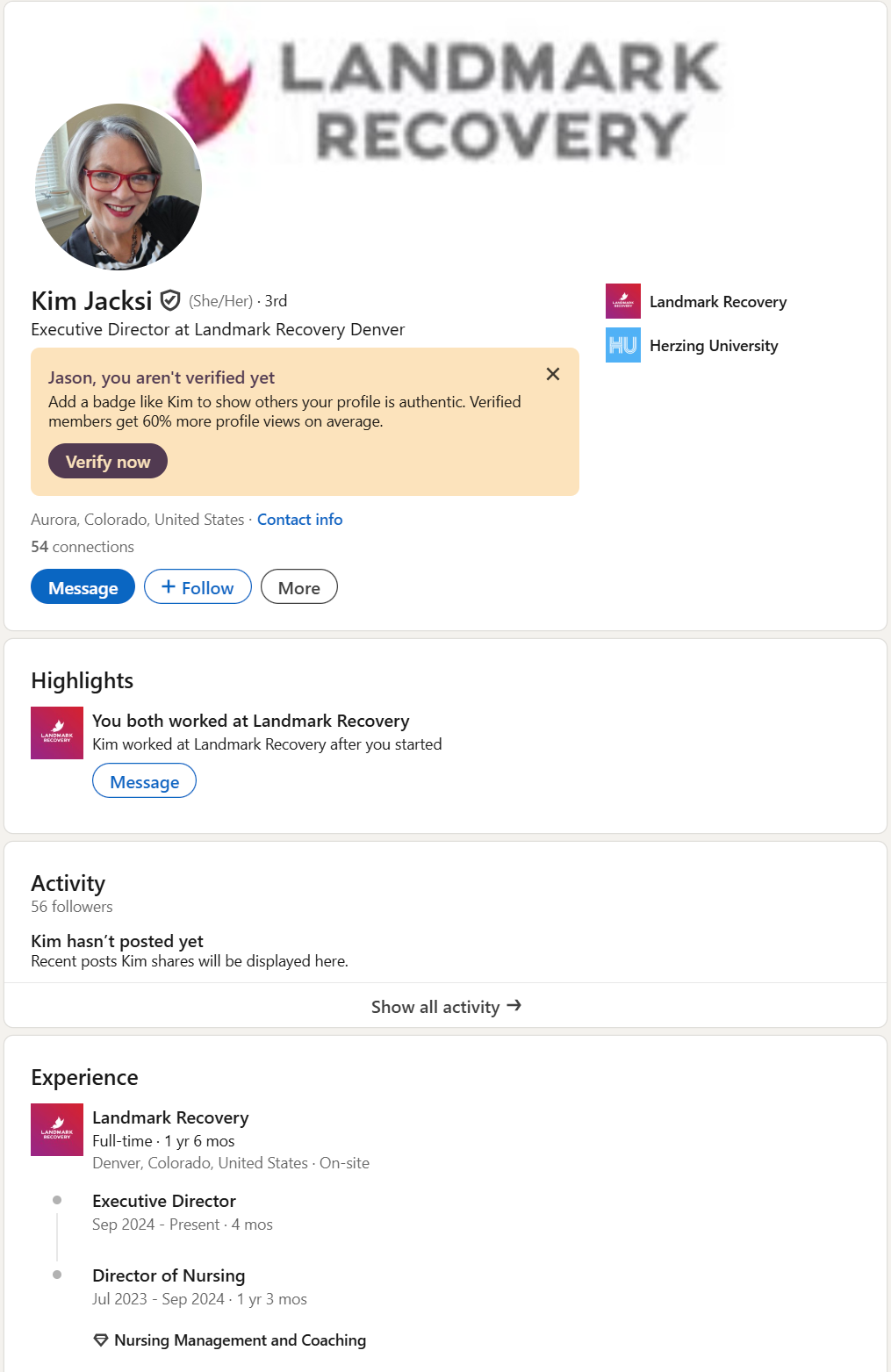 Kim Jacksi Executive Director at Landmark Recovery Denver