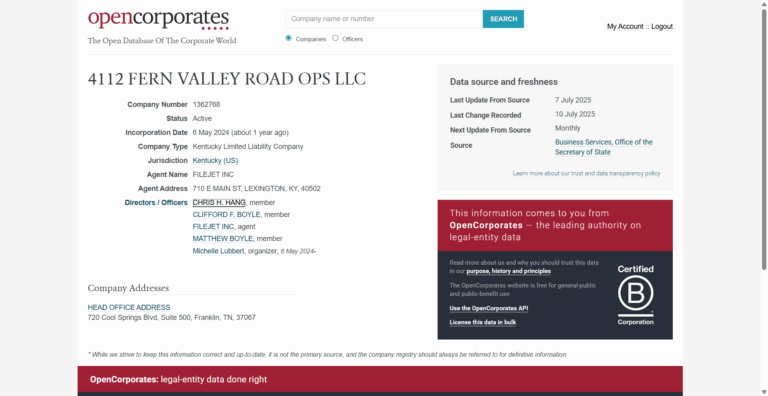 4112 Fern Valley Road Ops LLC