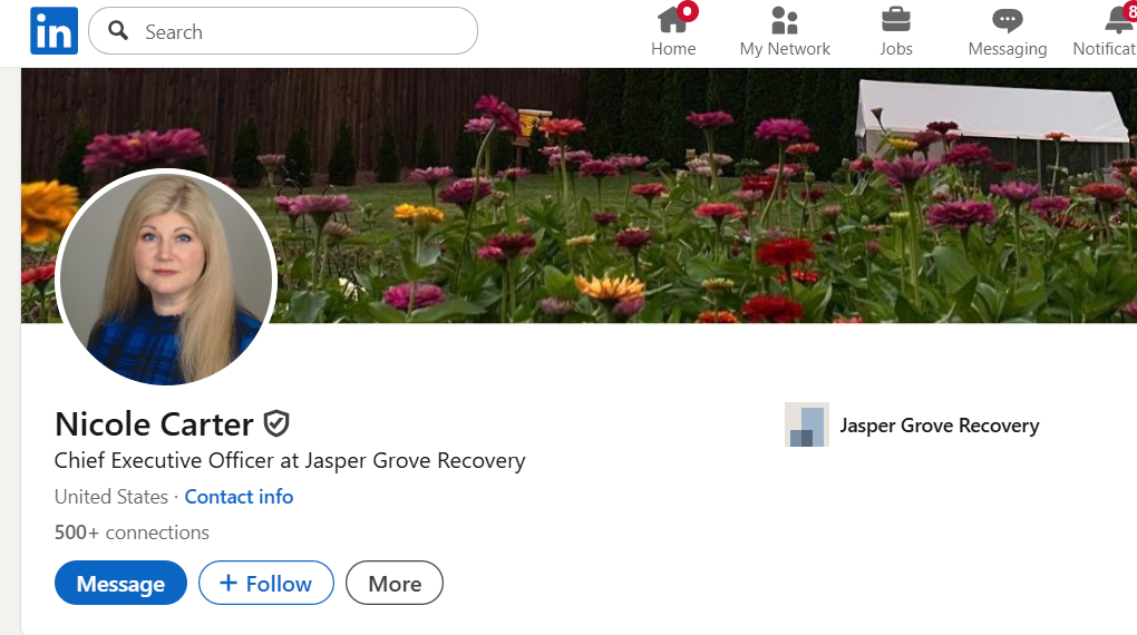 Nicole Carter CEO Jasper Grove Recovery LinkedIn